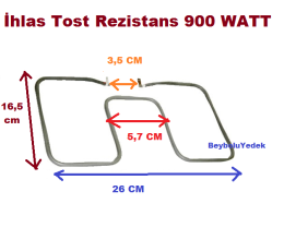 ihlas Tost Makinesi Rezistans - 110 Volt 900 Watt 26 x 16,5 cm 1 ADET