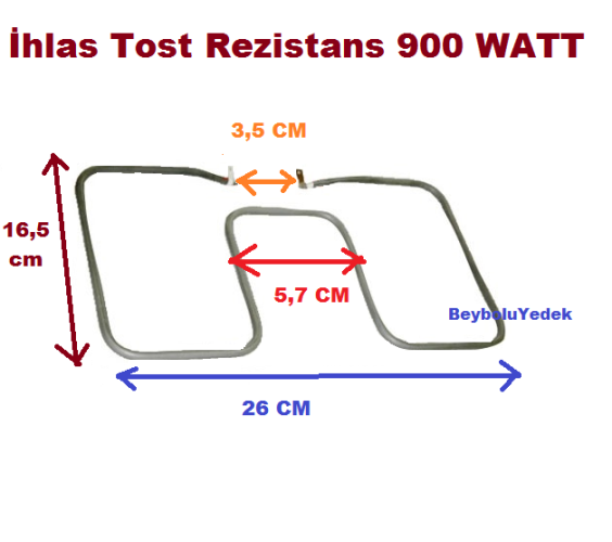 ihlas Tost Makinesi Rezistans - 110 Volt 900 Watt 26 x 16,5 cm 1 ADET - 0
