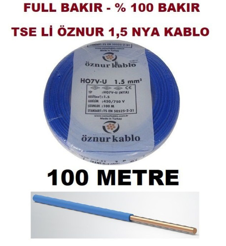 ÖZNUR 1,5 MM NYA KABLO TSE Lİ ÖZNUR KABLO 100 METRE - 0