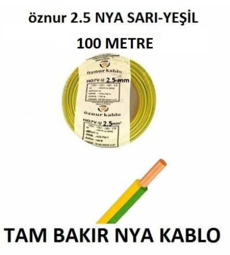 SARI YEŞİL ÖZNUR 2,5 MM NYA KABLO TSE Lİ ÖZNUR KABLO 100 MT - 0
