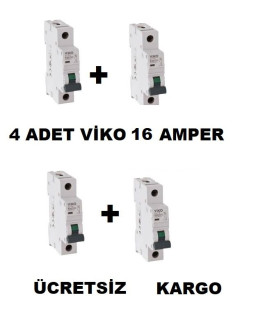 Viko B 16 Amper Sigorta 4 ADET , W Otomat Şartel 16A 16 A B16 A