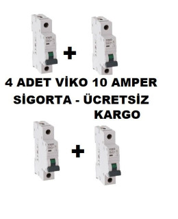 Viko B10 Amper Sigorta 4 ADET , W Otomat Şartel 10A , 10 A B 10 A